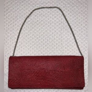 Ann Taylor Red Snake clutch/ handbag